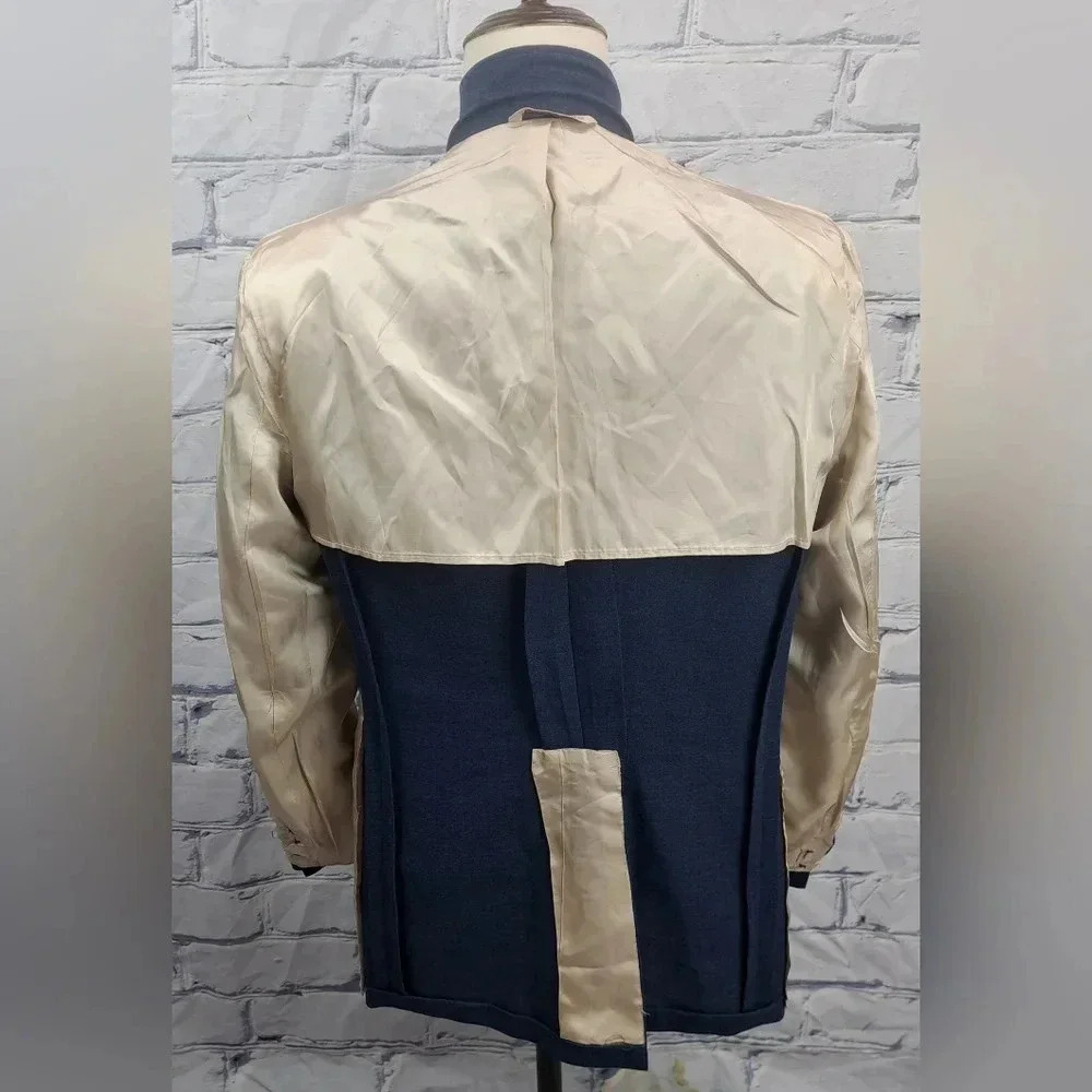 Vintage 80s 90s Stafford Men's Blazer Sport Coat Tailored in USA Blue 43R  42R - Picture 14 of 16